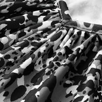 Leylayray ženske vrhove ženske ljetne vrhove kratkih rukava Bluze Ležerne anketiranje s tunikom V tipka za ispis bočne tipke Sive m