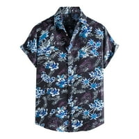 Caveitl muške majice, muške havajske 3D negiračke tiskane majice kratkih rukava rever na plaži Top košulja TOP košulja Bluza Blue