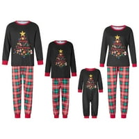 Jaweiwi božićna porodica koja odgovara pidžami set, dugih rukava zvjezdani stablo tisak Tors + plažene hlače za spavanje salon za spavanje