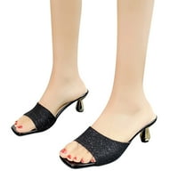 Žene sandale za pete žene Žene Ljetne sandale pod modnim ljetnim ženskim sandalima Kvadratna potpetica i otvoreni nožni prste solidne boje Jednostavan dizajn casual stil