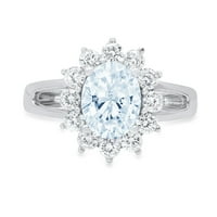 2.36ct ovalni rez plavi simulirani dijamant 18k bijeli zlatni godišnjički angažman halo prstena veličine 8.5