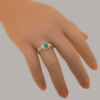 Britanska spektakularna 9K ruža zlata prirodna emerald & dijamantna ženska prstena - veličine opcije - veličine 10.5