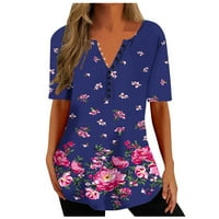 Slatki vrhovi za žene kratki rukovi Bluze Regularne fit t majice Pulover tees vrhovi cvjetni tisak T-majice