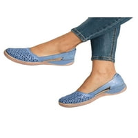Woolbling Wone ravne cipele klizanje na okruglom nožnim prozračnim širokim širinom udobnog loafer plave