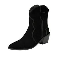 Ženske boot spoljne trgovine plus veličina kratki čizme istaknute prstiju debele rukav s visokim rukom s visokim cipelama s visokim čizmama radna odjeća crna 9.5