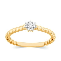 Za vas okrugli oblik petite cvjetni prsten bijeli prirodni dijamant u 10k žuto zlato, prsten veličine-5