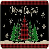 Božićna prostirka, crni crveni zeleni bivolo plairani božićno stablo Snowflake Božićna prostirka za