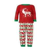 Lizxun božićne porodične pidžame, jeleni vrhovi tiska + prugasti pant za rub