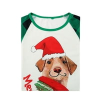 Ušteda Božićne pidžame Podešavanje Sretan božićni smiješni pas sa crvenim kapem tiskani pulover dugih rukava i hlače izlaze dva padramas odijela mekane odjeće za pamučnu odjeću