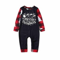 Dadaria Božićne pidžame za obiteljski obiteljski božićni pidžami set Božićni PJS za obiteljski set Crveni plaćeni gornji i dugi pantaloni za spavanje za spavanje Crna mališana 6m