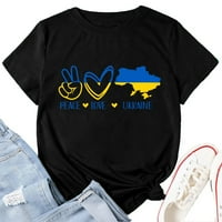 Ženske vrhove Moda Žene Ljeto Loose Ispiši O-izrez uzorak majice s kratkim rukavima Crna s