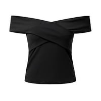 Ženske tanke majice, čvrste boje Veliki V-oblik u obliku ramena Cross Cross Clowcon TEE vrhovi za ljeto