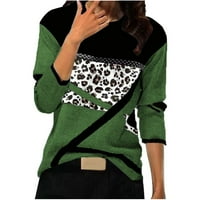 Dasayo Duks za žene Trendi Žene Leopard Print Okrugli vrat Patchwork Pulover dugih rukava majica