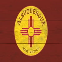 Albuquerque, Novi Meksiko, državna zastava, rustikalna slika, kontura