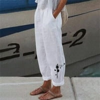 Ayolanni Lanen Capri pantalone za žene Ženske ljetne casual labave pamučne i posteljine