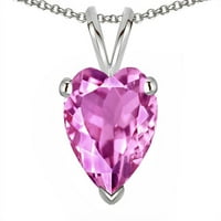 Star K Heart Created Pink Sapphire Privjesak ogrlica u KT Yellow Gold Ženka odraslih