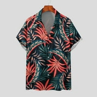 Muška cveća casual gumb down kratki rukav Havajska košulja Ljetni tropski uzorak Grafički krajevi majica Lose Regularne fit majice Narančasta S