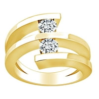 0. Carat Okrugli oblik bijeli prirodni dijamantski godišnjica vjenčani prsten za vjenčanje u 14K čvrsti