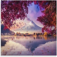 Sunset Mount Fuji Poster Grafička fotografija Planina Planina Crveno lišće Japan Foto Digitalni tisak Poklon Početna Dekor Zidno umjetnosti Plakati Posteri i printova Slika za dnevni boravak Spavaća soba Office Kuhinjski dekor