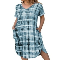 Ljeto tiskonirano Džepne haljine s kratkim rukavima za žene Casual V izrez duga haljina dame omotaju