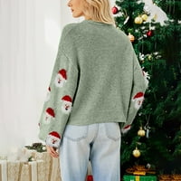 Ženski džemperi Lagane žene Božićni pleteni džemper slatka santa glava uzorak Crewneck pulover džemper