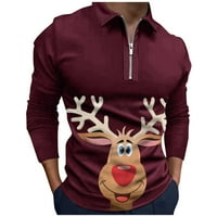 Hanas muške modne povremene božićne košulje s dugim rukavima na vrhu bluza vino xl