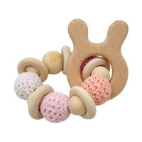 Dosaele briga o djeci Drveni teether Chew perle zube drvene zveckane igračke Teether Montessori narukvice