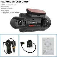 1080p Dual objektiv automobila DVR Dash Cam Video snimač G-Senzor Prednji i unutarnji IPS ekran kamere sa 32 GB TF karticom