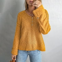 Cardigan Dukseri za žene Ženska modna temperamenta casual puni u boji od ramena sa ramenim pletenim džemper žutim