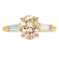 2.5ct ovalni rez smeđi šampanjac simulirani dijamant 14k žuto zlato graviranje izjava godišnjica Angažovanje vjenčanog kamenog prstena veličine 8.5