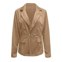 Dugi jakne za muške za muškarce Ljetni modni čvrsti boju tanki dugi rukav dvostruko odijelo Mala jakna Khaki XS