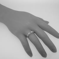 Britanci izrađeni sterling srebrnim prirodnim akvamarinskim i opal ženskim vječnim prstenom - Opcije veličine - veličine 9