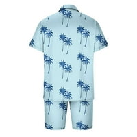 Yuwull muške havajske košulje odijele casual gumb s kratkim rukavima i kratkim kratkim hladnjacima plaža