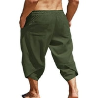 Sanviglor muške hlače od sobnih boja u boji elastične struine pantalone ugrađene Capri Pant Summer Armygreen