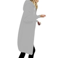 Ženske dukseve za uklanjanje dugih kapuljača sa dugim kapuljačom sa kapuljačom Plus Front Cardigan Plus Veličina Jesen zimski kaput sa džepovima Sivi XL