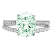 3.28ct ovalni rez zeleni simulirani dijamant 14k bijeli zlatni godišnjički angažman prsten veličine