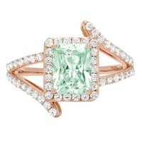 2.1ct smaragdni rez zeleni simulirani dijamant 14k Gold Gold Gold Anniverment HALO prstena veličine