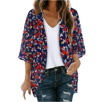Vivianyo HD za kapute jakne na prodaju i čišćenje Ženski cvjetni print Puff rukav kimono kardigan labav