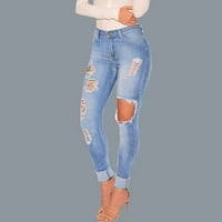 Ketyyh-Chn ženske hlače široke noge traperice visoke struke traper duge hlače modne vrećice pantalone plava, m