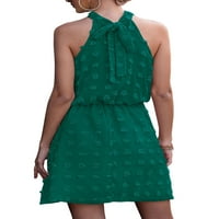 Avamo ženska haljina za elastičnu strugu Čvrsta labava mini pom pom haljina ljetna rukava bez rukava