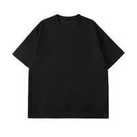 Košulja za muškarce Ljeto Tkanina od pune boje Jednostavni povremeni okrugli vrat kratkih rukava majica Black XXL