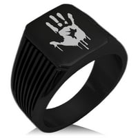 Biohlin od nehrđajućeg čelika Biohazard zombi ručna oznaka igla Stripe uzorak uzorak Biker stil polirani prsten