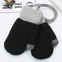 MyBeauty dječji zimski dvostruki sloj debeli toplim punim prstom štiklam pletene rukavice mittens sive