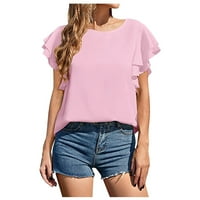 Ženske košulje Žene Modni Ležerne prilike O vrat Šidne boje Majice kratkih rukava Pulover T majice Pink