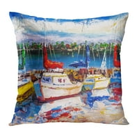 Šareno apstraktno ulje slikarska luka Viewcolor Umjetnički brod Brod Bridge četkica jastučni jastučni