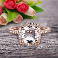 1. CARAT CUSHION CUT morgatni zaručnički prsten za vjenčanje prsten za vjenčanje prsten 10k Rose Gold Claw Prong Sklapanje godišnjica