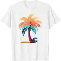 Palmi stablo crtani slatki grafički majica za ženske ljetne odjeće