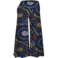 Glookwis Lady High Struk Yoga Hlače Sportske pantalone Stretch cvjetni ispisani dno vježbanje širom