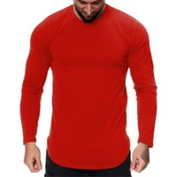Majice Muške modne Ležerne prilike Sportske fitness Vanjski zakrivljeni rub Čvrsta boja Okrugli vrat
