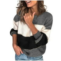 Ketyyh-Chn džemper za žene Ženski džemper s dugim rukavima Blok pletene pulover Dukseri posade Crke